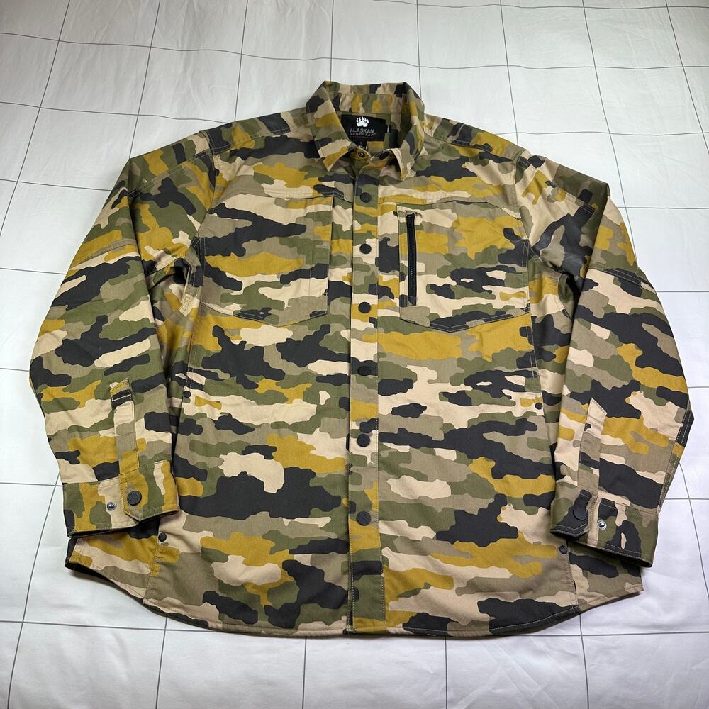 Duluth AKHG Stone Run Camo Standard Fit Overshirt Mens XL Utility Gorpcore Snap